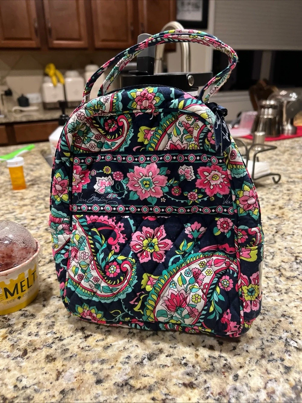 Vera Bradley Mini Quilted Lunch Bag Wallet, Billfold Multi Color all EUC